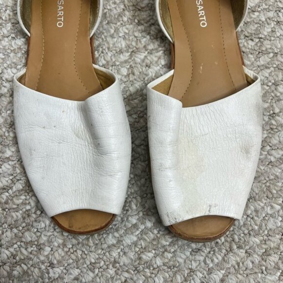 Franco sarto leather cream brown peep toe slip on flats size 9.5 - Picture 2 of 7